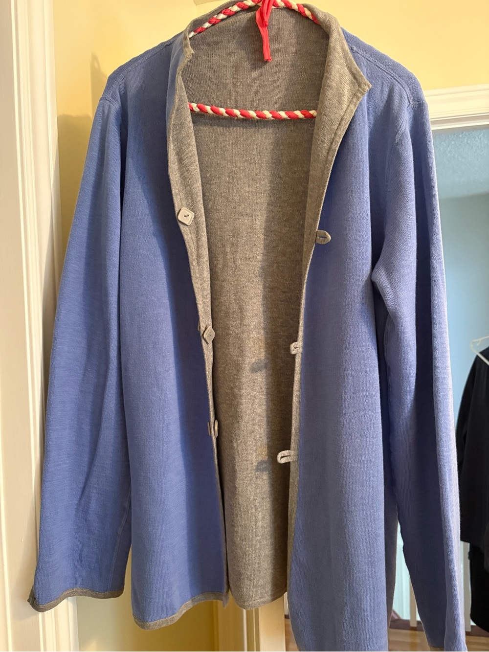 Liz Claiborne Reversible Knit Sweater in Periwinkle Blue & Gray
